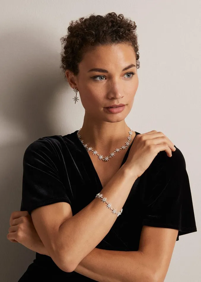Women Phase Eight Jewellery Silver Plated Star Necklace Silver