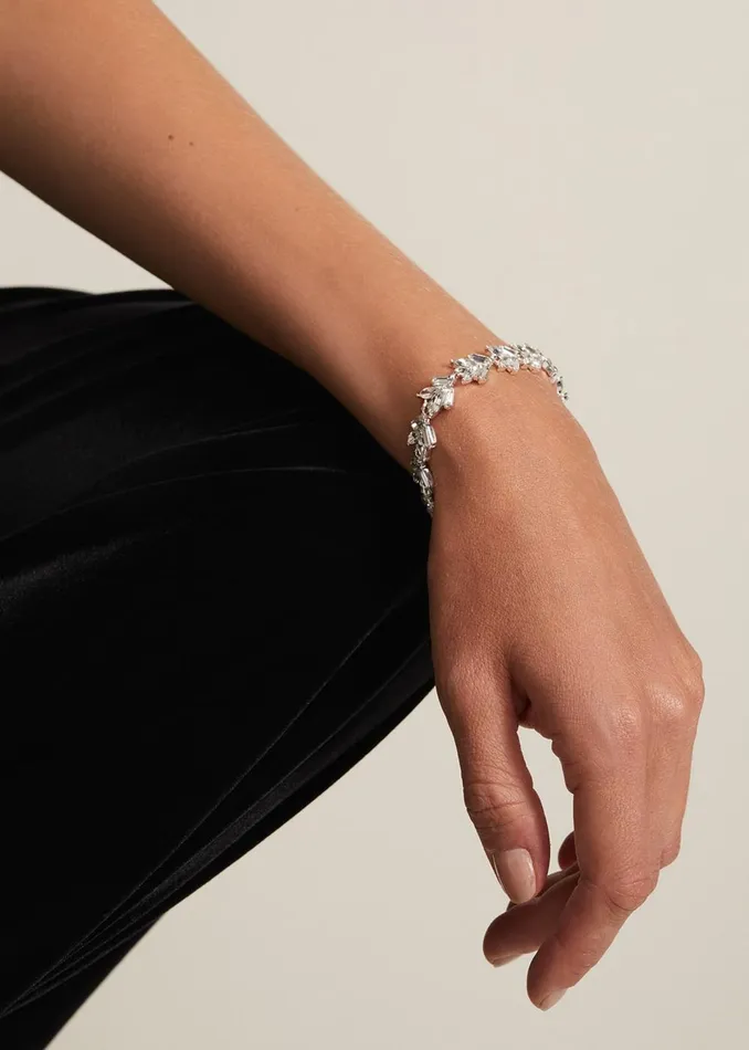 Women Phase Eight Jewellery Silver Plated Stone Cluster Bracelet Silver