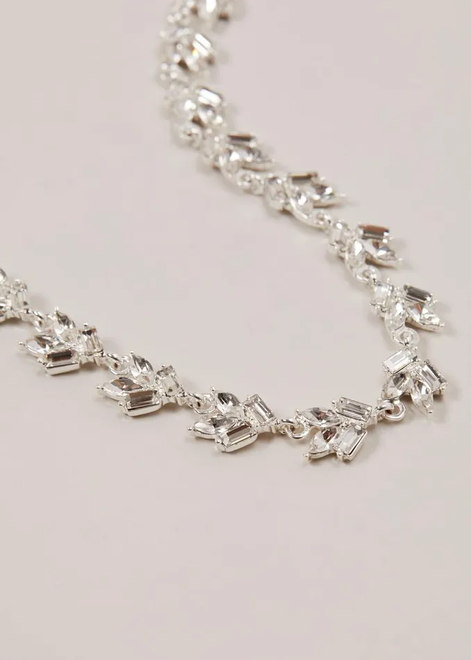 Women Phase Eight Jewellery Silver Plated Stone Cluster Necklace Silver