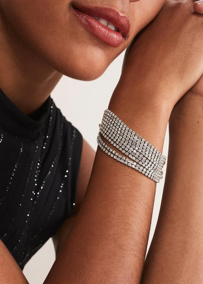 Women Phase Eight Jewellery Sparkle Cuff Bracelet Silver