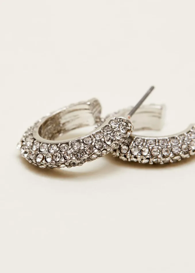 Women Phase Eight Jewellery Sparkle Hoop Earrings Silver