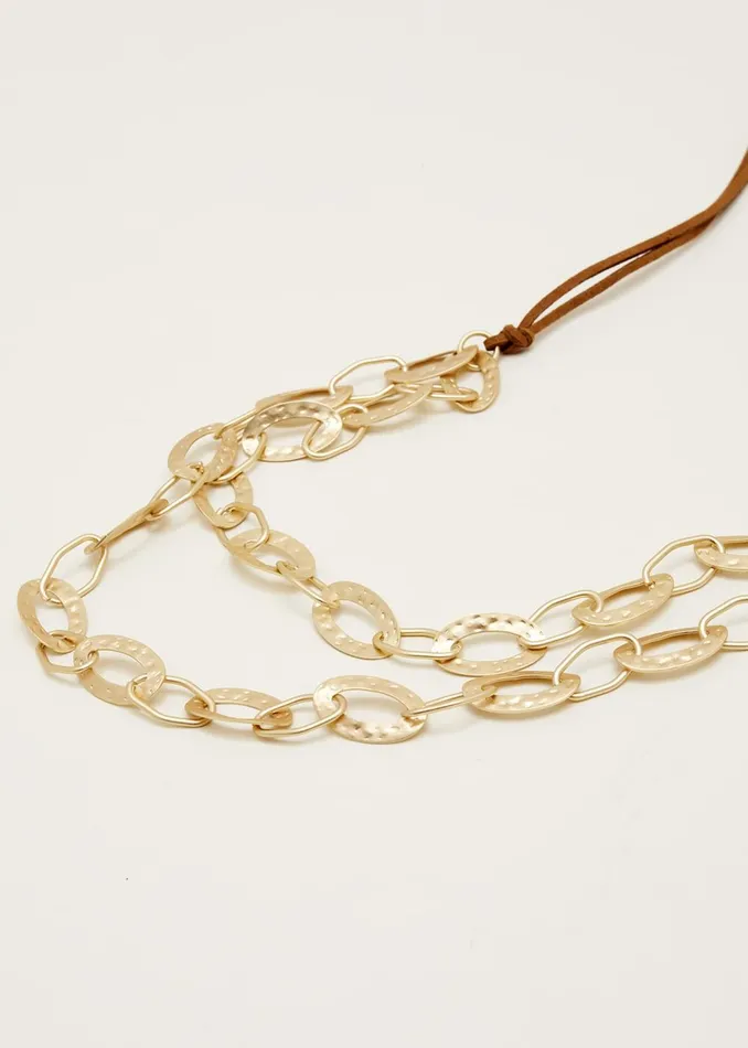 Women Phase Eight Jewellery Textured Ring Long Necklace Gold