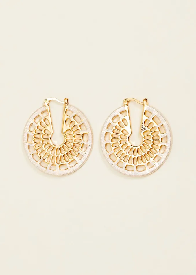 Women Phase Eight Jewellery Threaded Gold Hoop Earrings Gold