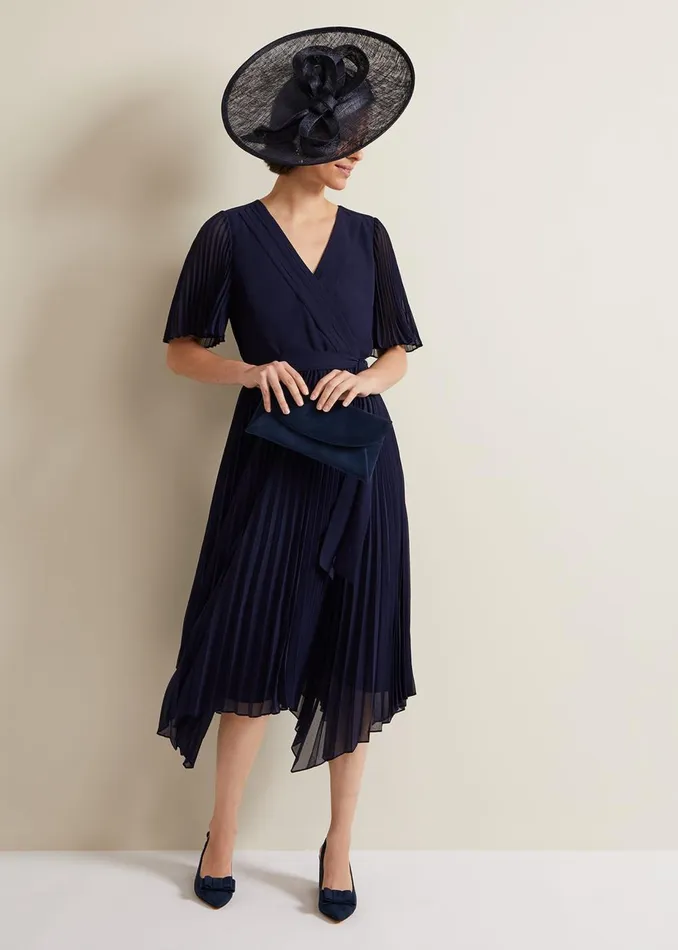 Women Phase Eight Occasion Shoes Bow Front Slingback Block Heel Shoes Navy