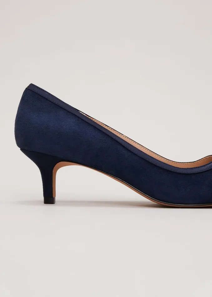 Women Phase Eight Occasion Shoes Bow Kitten Heel Shoes Navy