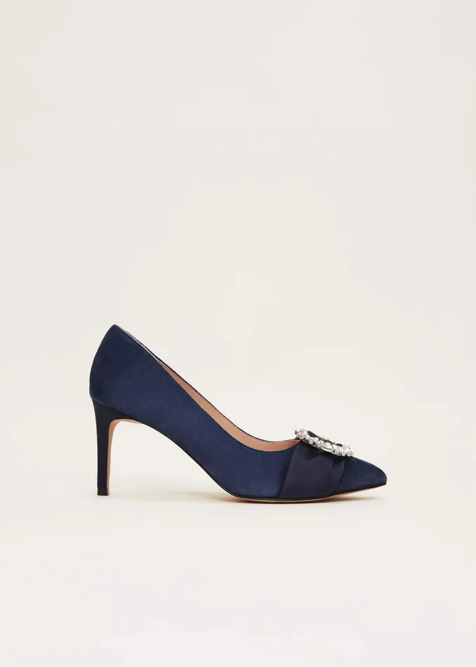 Women Phase Eight Occasion Shoes Embellished Court Shoe Navy