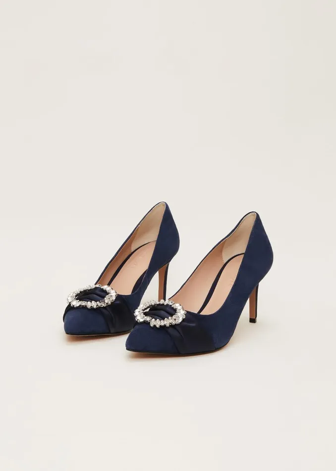 Women Phase Eight Occasion Shoes Embellished Court Shoe Navy