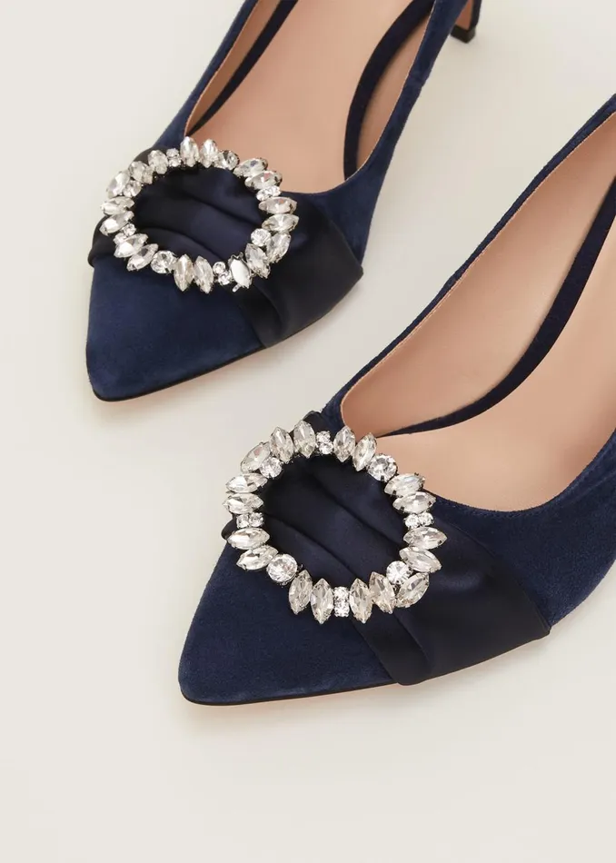 Women Phase Eight Occasion Shoes Embellished Court Shoe Navy