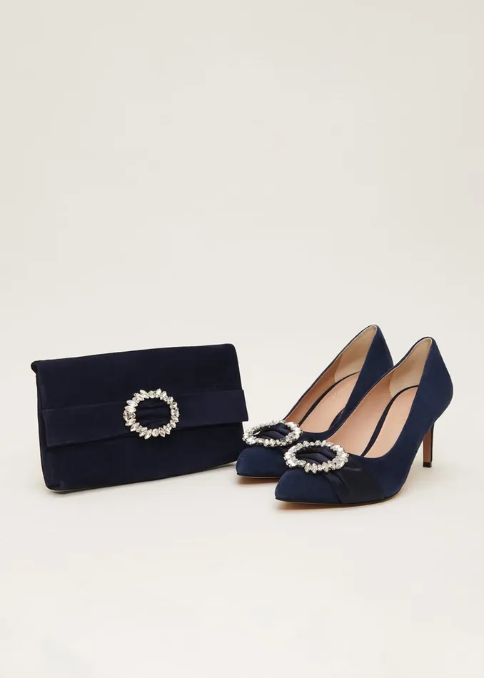 Women Phase Eight Occasion Shoes Embellished Court Shoe Navy