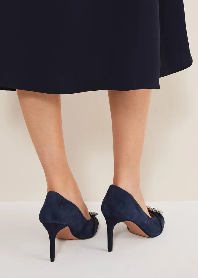 Women Phase Eight Occasion Shoes Embellished Court Shoe Navy
