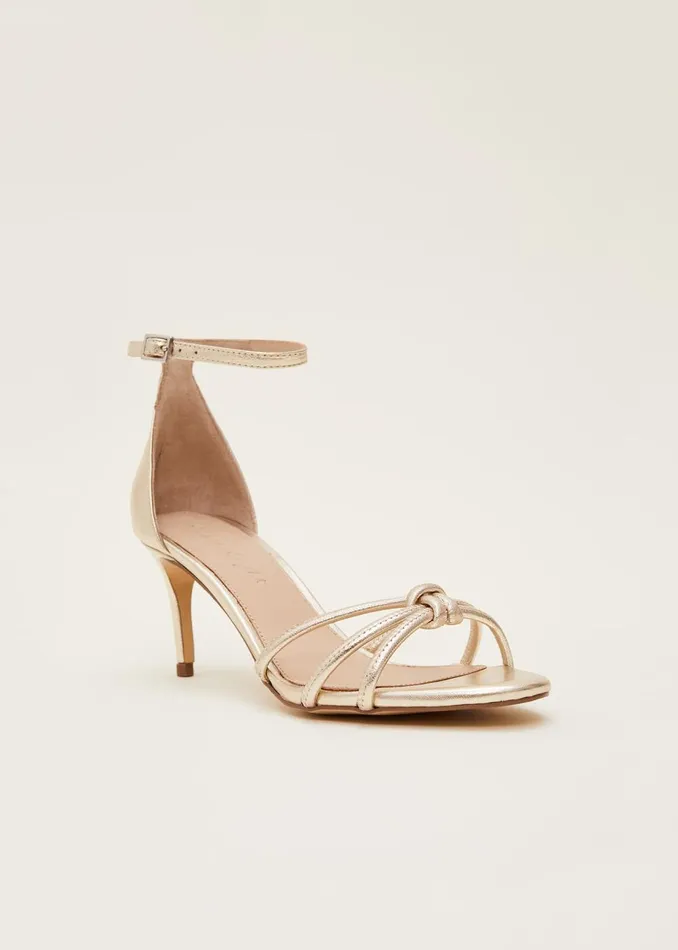 Women Phase Eight Occasion Shoes Gold Open Toe Heels Gold