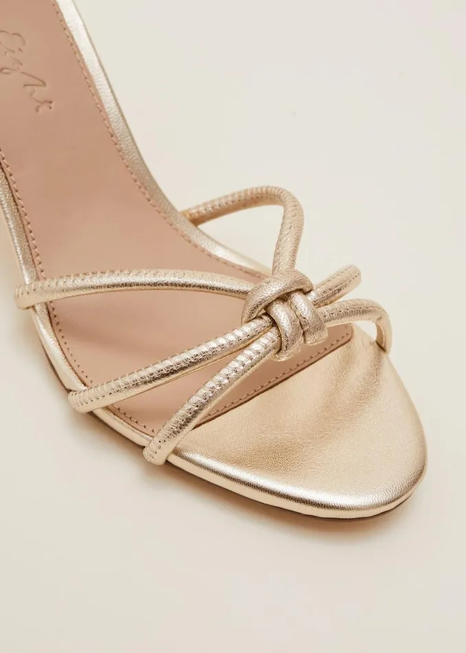 Women Phase Eight Occasion Shoes Gold Open Toe Heels Gold
