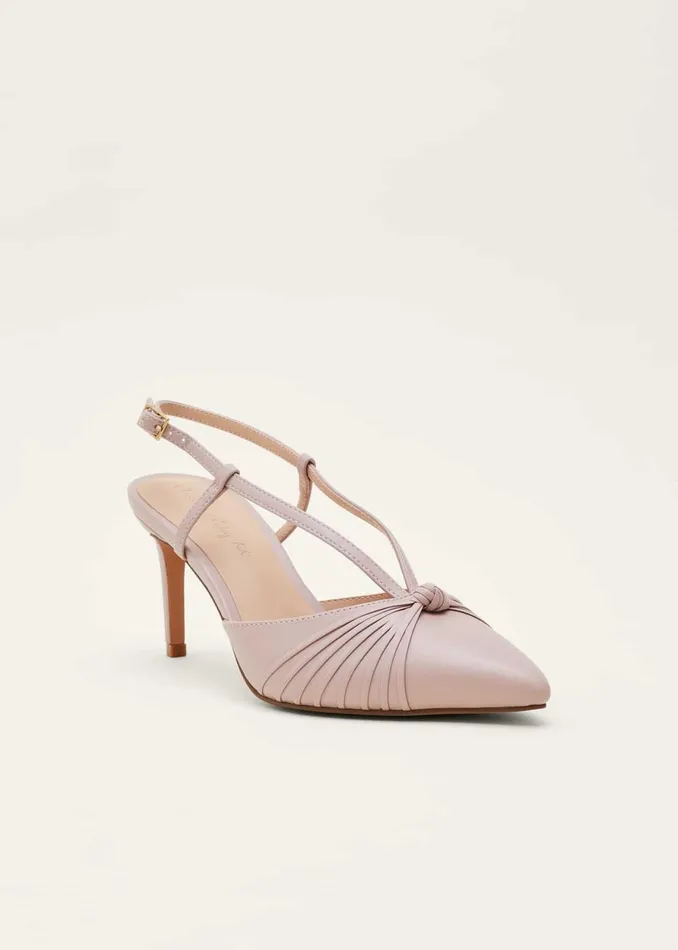 Women Phase Eight Occasion Shoes Knot Detail Slingback Heels Latte