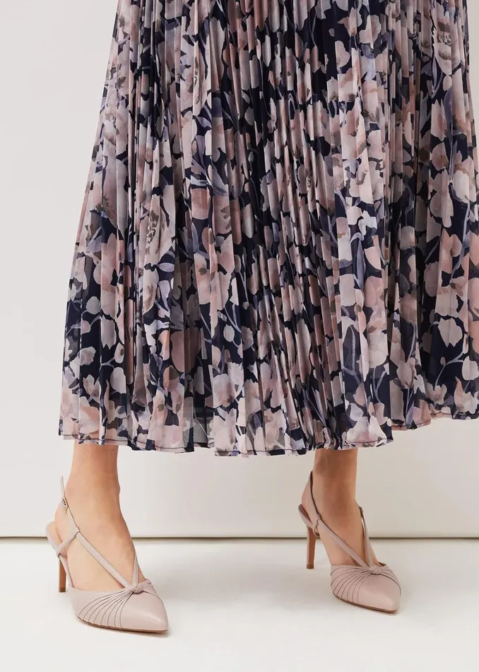 Women Phase Eight Occasion Shoes Knot Detail Slingback Heels Latte