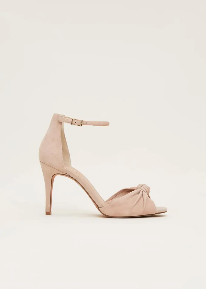 Women Phase Eight Occasion Shoes Nude Suede Open Toe Heels Latte