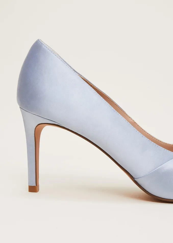 Women Phase Eight Occasion Shoes Satin Knot Front Court Shoe Cornflower