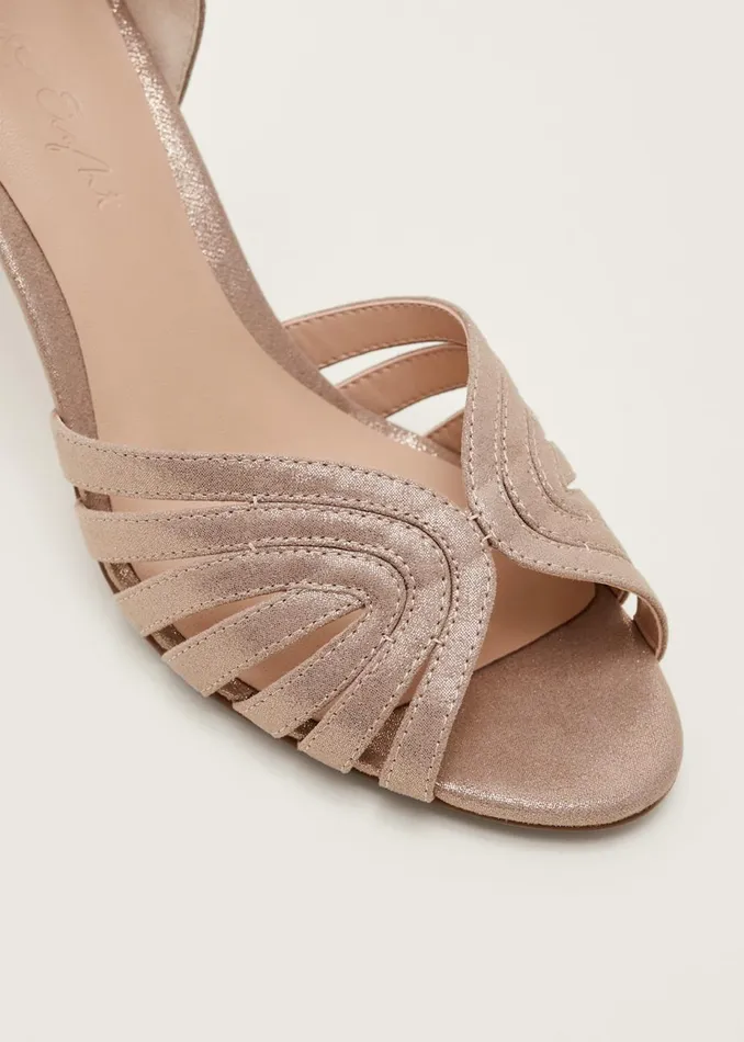 Women Phase Eight Occasion Shoes Stitched Metallic Heel Sandal Metallic
