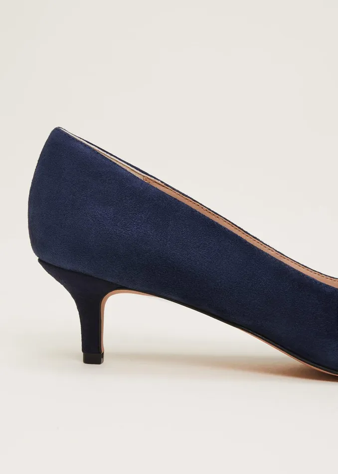 Women Phase Eight Occasion Shoes Structured Bow Kitten Heel Navy
