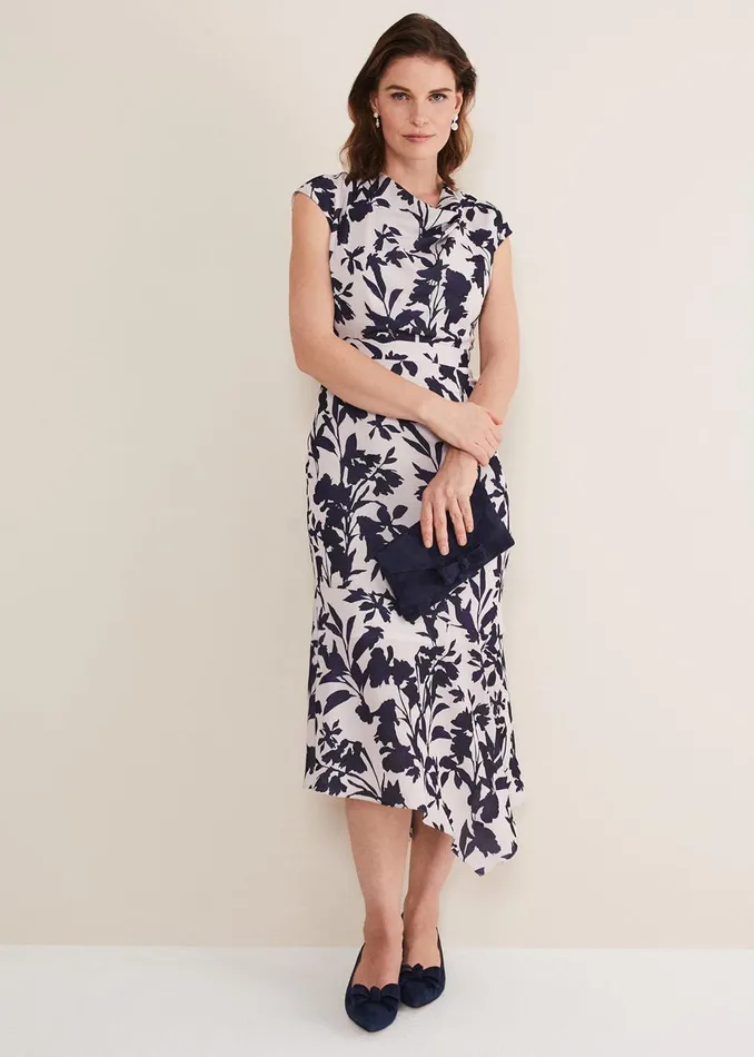 Women Phase Eight Occasion Shoes Structured Bow Kitten Heel Navy