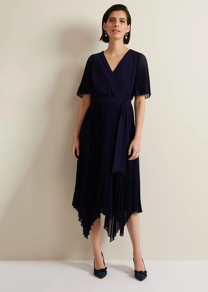 Women Phase Eight Occasion Shoes Suede Bow Front Court Shoe Navy