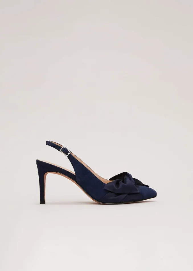 Women Phase Eight Occasion Shoes Twist Front Slingback Shoes Navy