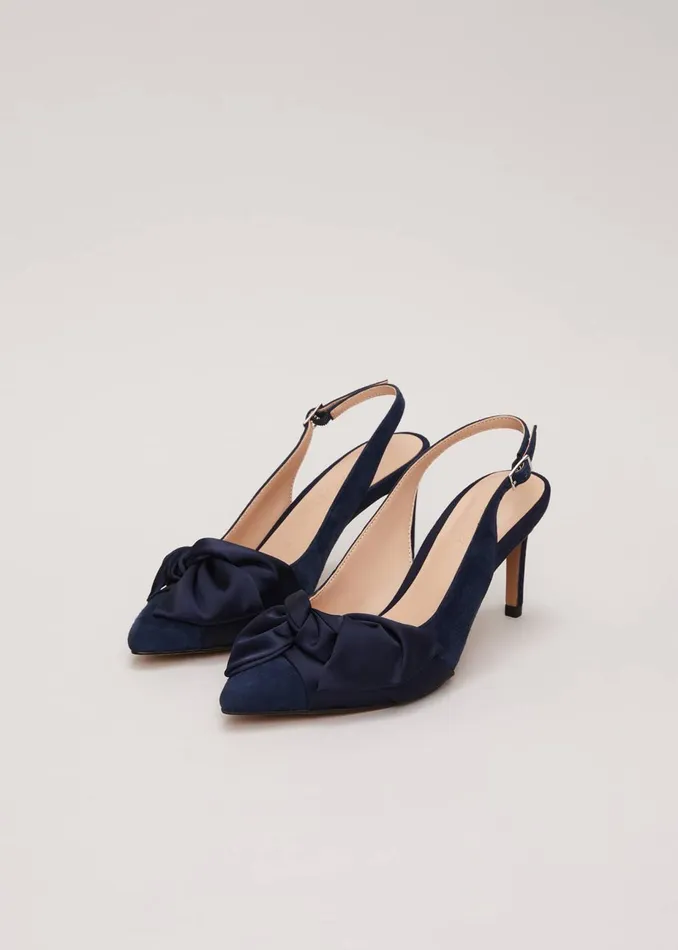Women Phase Eight Occasion Shoes Twist Front Slingback Shoes Navy