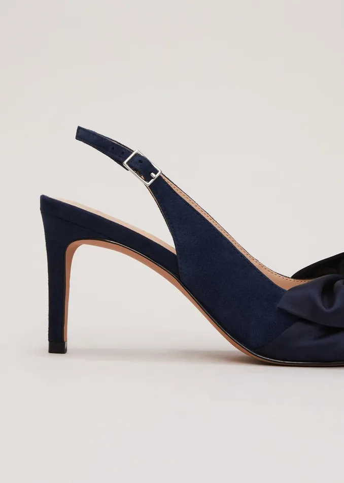 Women Phase Eight Occasion Shoes Twist Front Slingback Shoes Navy