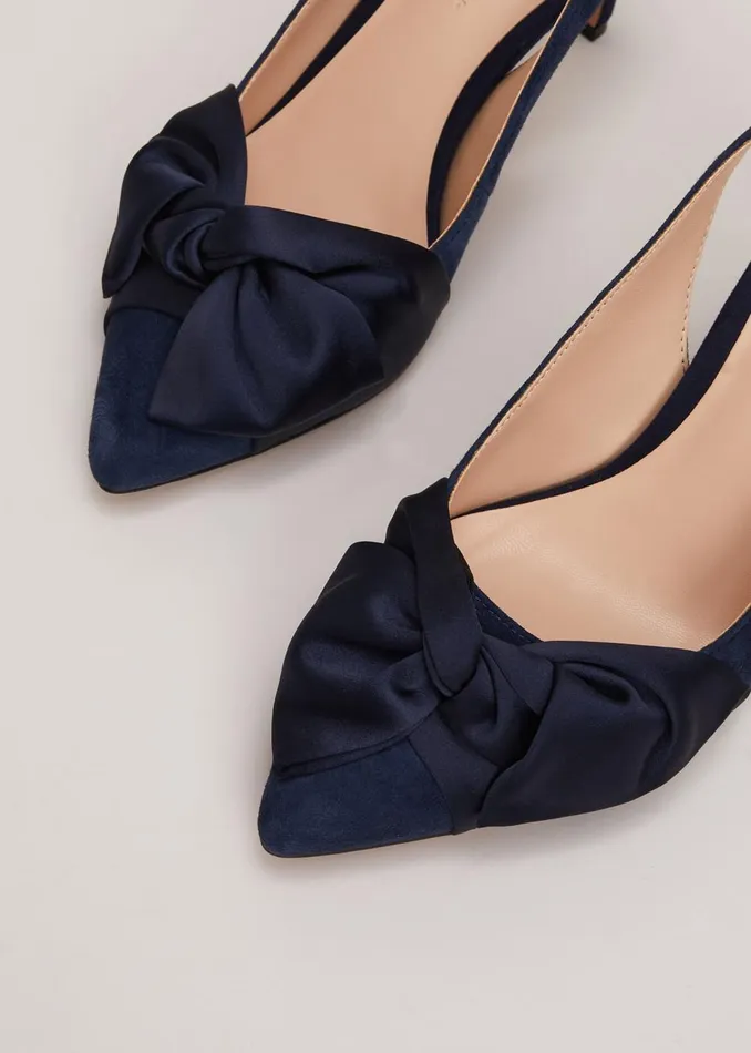Women Phase Eight Occasion Shoes Twist Front Slingback Shoes Navy