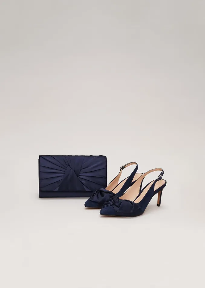 Women Phase Eight Occasion Shoes Twist Front Slingback Shoes Navy