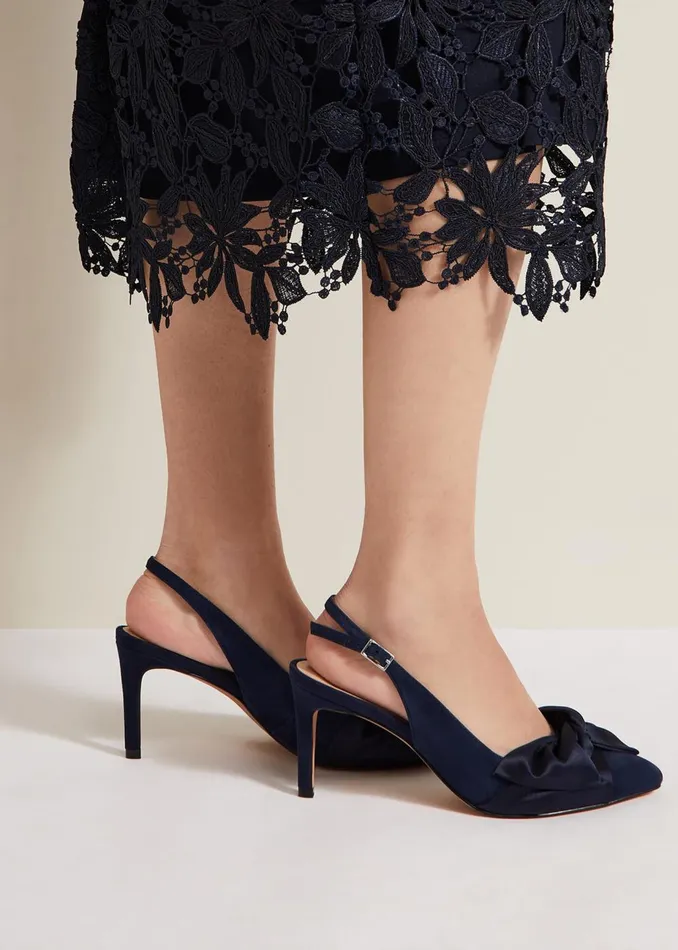 Women Phase Eight Occasion Shoes Twist Front Slingback Shoes Navy
