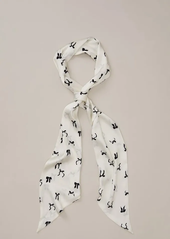 Women Phase Eight Scarves Bow Print Skinny Scarf Blackivory
