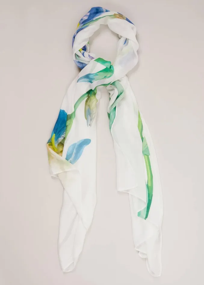 Women Phase Eight Scarves Floral Placement Print Scarf Ivory