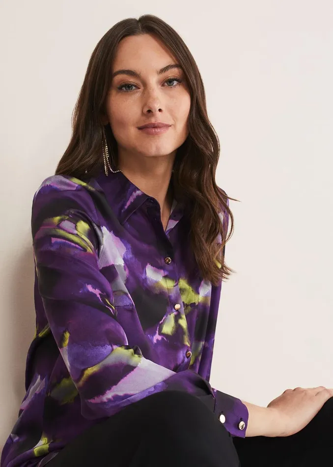 Women Phase Eight Shirts and Blouses Adelita Abstract Print Satin Shirt Multicoloured Women Phase Eight Shirts and Blouses Adelita Abstract Print Satin Shirt Multicoloured
