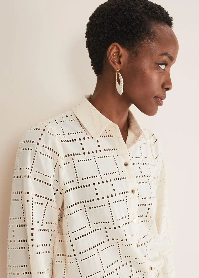 Women Phase Eight Shirts and Blouses Alice Broderie Blouse Ecru