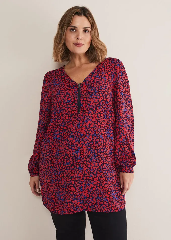 Women Phase Eight Shirts and Blouses Caelen Printed Tunic Blouse Terracotta