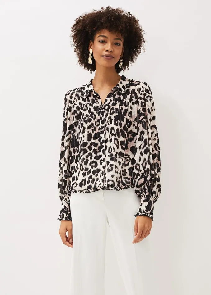 Women Phase Eight Shirts and Blouses Chelsie Leopard Print Blouse Multicoloured