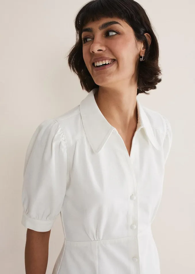 Women Phase Eight Shirts and Blouses Cosette Denim Top White