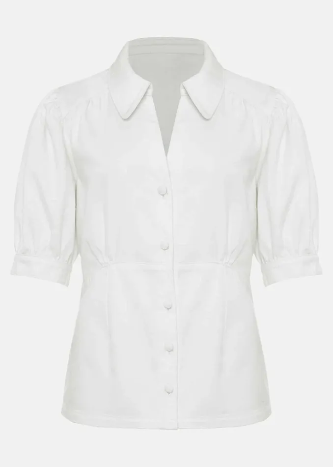 Women Phase Eight Shirts and Blouses Cosette Denim Top White