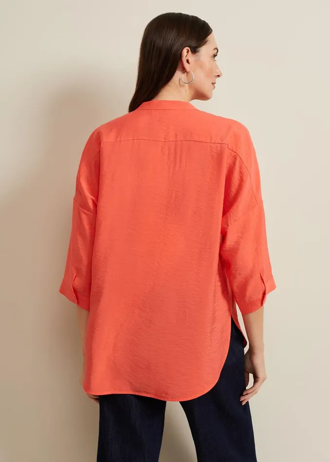 Women Phase Eight Shirts and Blouses Cynthia Longline Shirt Coral