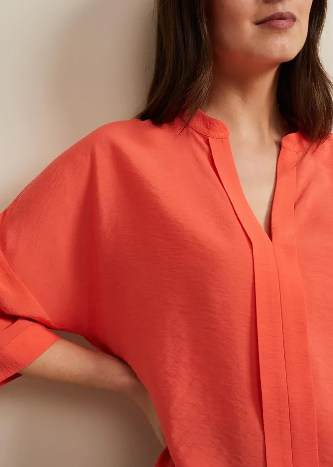 Women Phase Eight Shirts and Blouses Cynthia Longline Shirt Coral