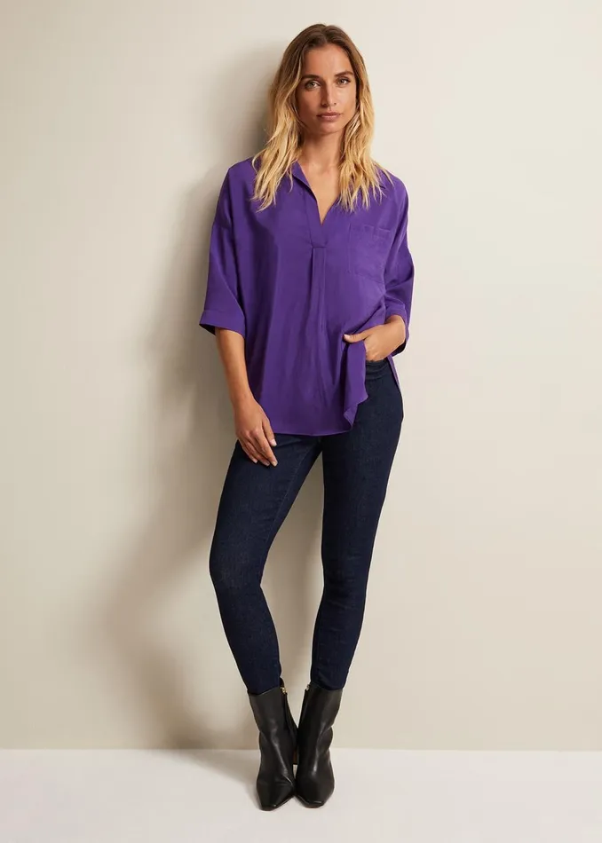 Women Phase Eight Shirts and Blouses Cynthia Longline Shirt Purple