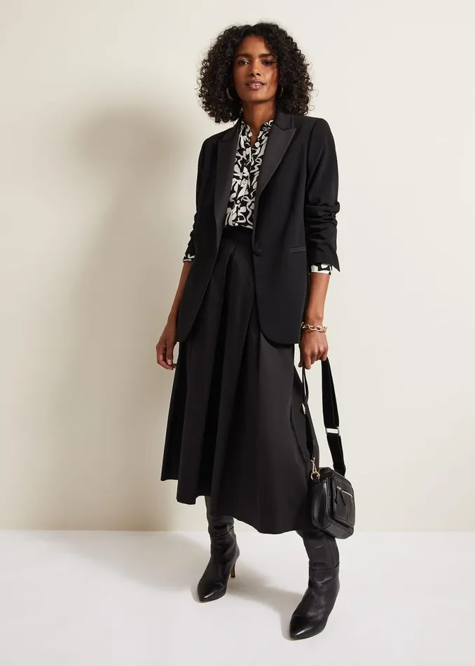 Women Phase Eight Shirts and Blouses Era Abstract Bow Shirt Blackivory