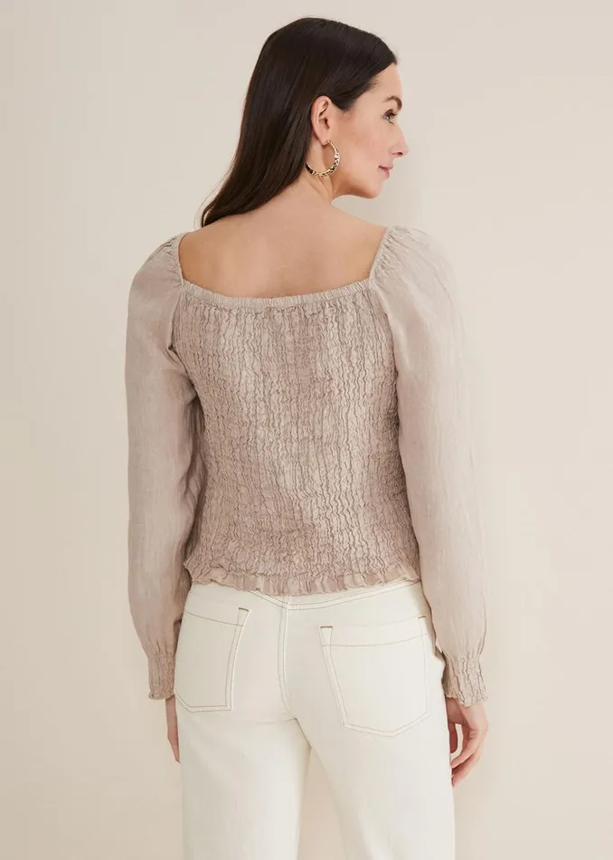 Women Phase Eight Shirts and Blouses Esty Linen Blouse Stone