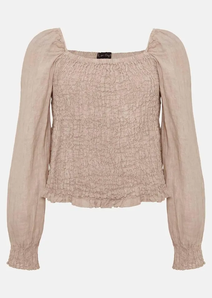 Women Phase Eight Shirts and Blouses Esty Linen Blouse Stone