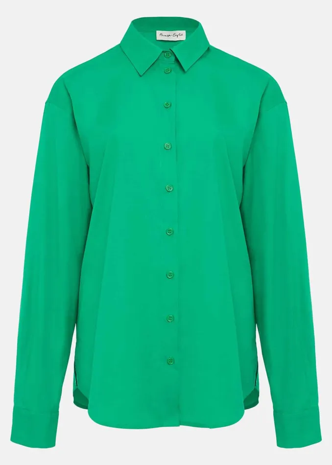 Women Phase Eight Shirts and Blouses Green Cotton Oversized Shirt Green