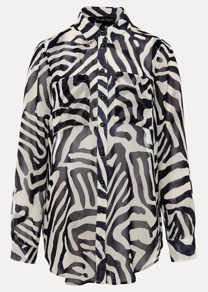 Women Phase Eight Shirts and Blouses Isabella Zebra Print Blouse Blue