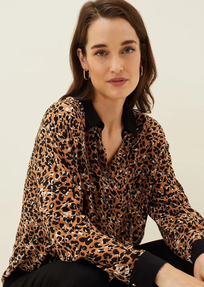 Women Phase Eight Shirts and Blouses Kaelie Leopard Twist Front Blouse Blackmulti Women Phase Eight Shirts and Blouses Kaelie Leopard Twist Front Blouse Blackmulti