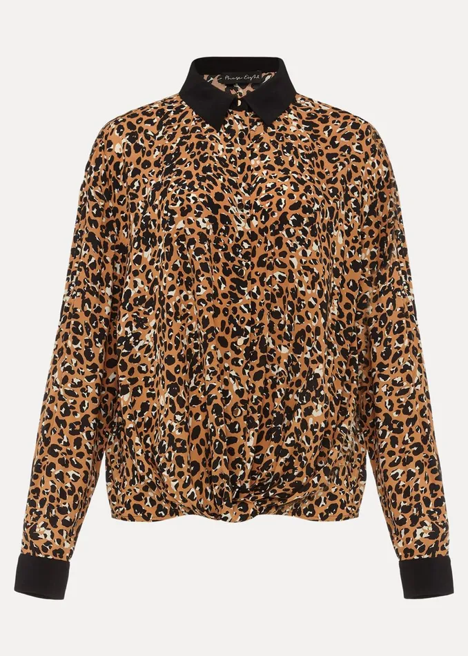 Women Phase Eight Shirts and Blouses Kaelie Leopard Twist Front Blouse Blackmulti
