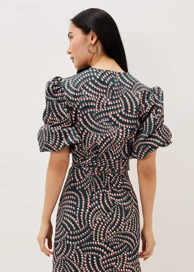 Women Phase Eight Shirts and Blouses Kiri CoOrd Geo Metric Blouse Ocean Coral