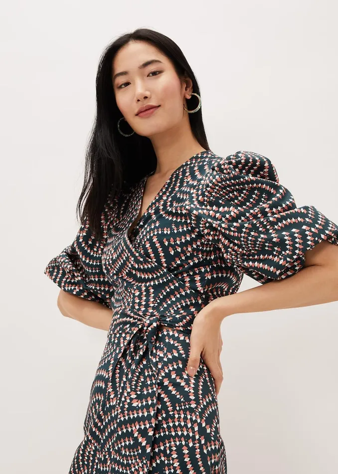 Women Phase Eight Shirts and Blouses Kiri CoOrd Geo Metric Blouse Ocean Coral